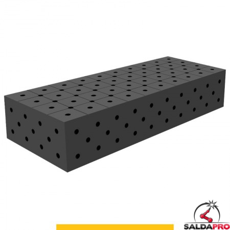 Blocco di collegamento 1000x400x200mm per tavoli saldatura GPPH SteelPlus, spessore 12mm fori 16mm griglia diagonale