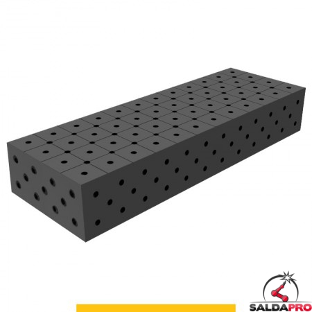 Blocco di collegamento 1200x400x200mm per tavoli saldatura GPPH SteelPlus, spessore 12mm fori 16mm griglia diagonale