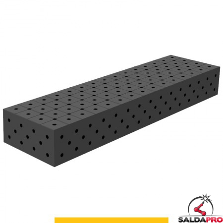 Blocco di collegamento 1500x400x200mm per tavoli saldatura GPPH SteelPlus, spessore 12mm fori 16mm griglia diagonale