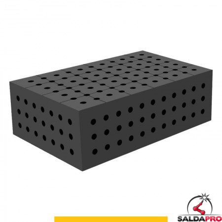 Blocco di collegamento 600x400x200mm per tavoli saldatura GPPH SteelPlus, spessore 12mm fori 16mm griglia 50x50mm