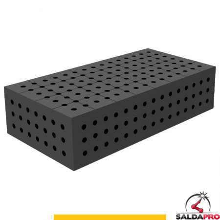Blocco di collegamento 800x400x200mm per tavoli saldatura GPPH SteelPlus, spessore 12mm fori 16mm griglia 50x50mm