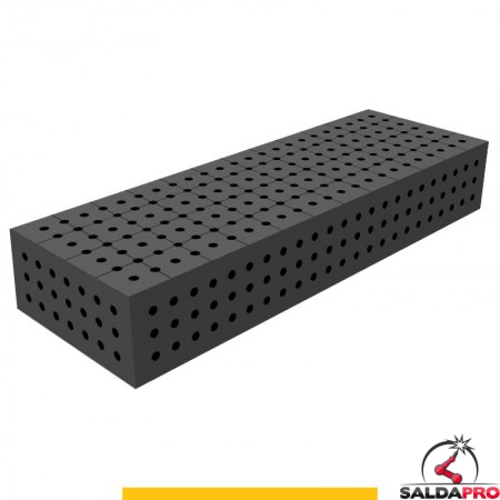 Blocco di collegamento 1200x400x200mm per tavoli saldatura GPPH SteelPlus, spessore 12mm fori 16mm griglia 50x50mm