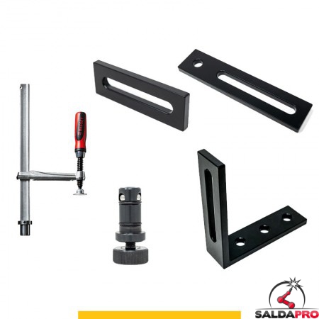 Set 24 accessori di serraggio per tavoli saldatura SteelPlus GPPH, fori 16mm