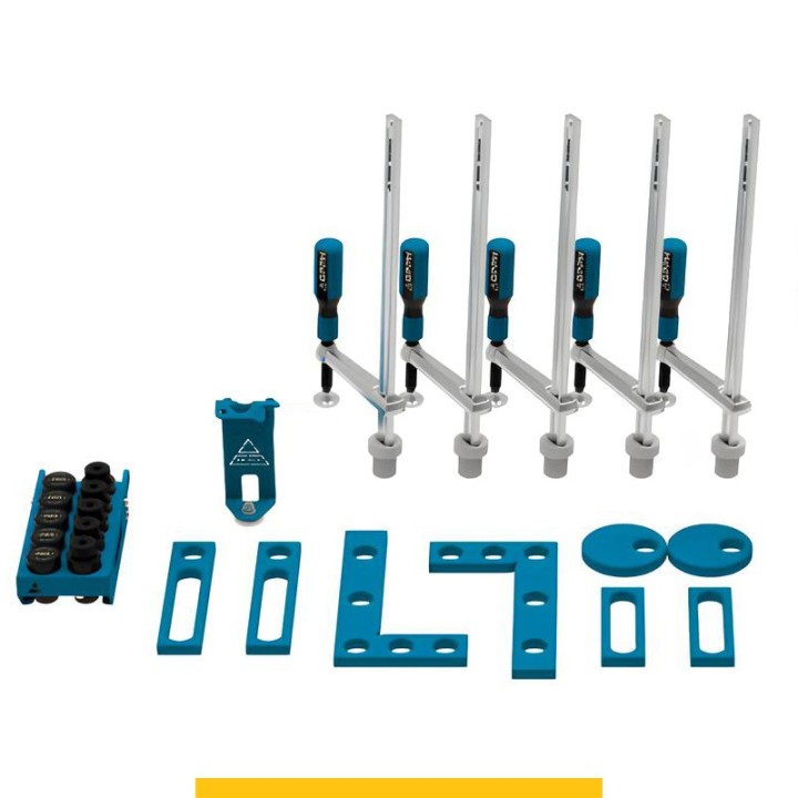 Set di accessori di serraggio 25 pezzi per tavoli saldatura SteelPlus GPPH, fori 16mm