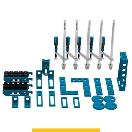 Set di accessori di serraggio 45 pezzi per tavoli saldatura SteelPlus GPPH, fori 16mm