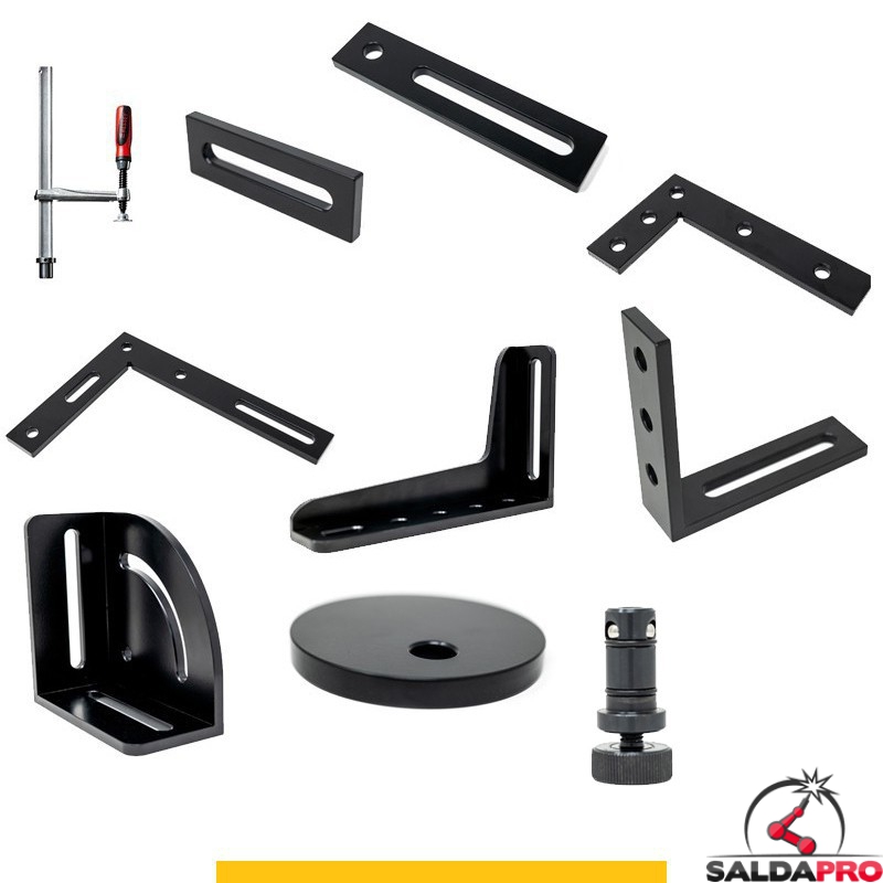 Set di accessori di serraggio 54 pezzi per tavoli saldatura SteelPlus GPPH, fori 16mm Set di accessori di serraggio 54 pezzi per tavoli saldatura SteelPlus GPPH, fori 16mm