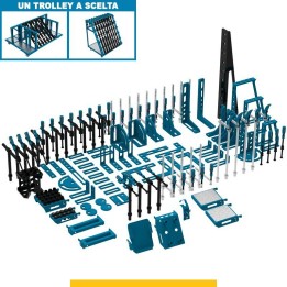 Set 134 accessori di serraggio per tavoli saldatura SteelPlus GPPH, fori 16mm con trolley
