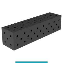 Blocco di collegamento 800x200x200mm per tavoli saldatura GPPH SteelEco, spessore 8mm fori 16mm griglia diagonale