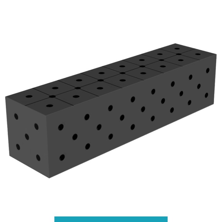 Blocco di collegamento 800x200x200mm per tavoli saldatura GPPH SteelEco, spessore 8mm fori 16mm griglia diagonale