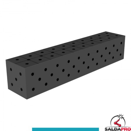 Blocco di collegamento 1000x200x200mm per tavoli saldatura GPPH SteelEco, spessore 8mm fori 16mm griglia diagonale