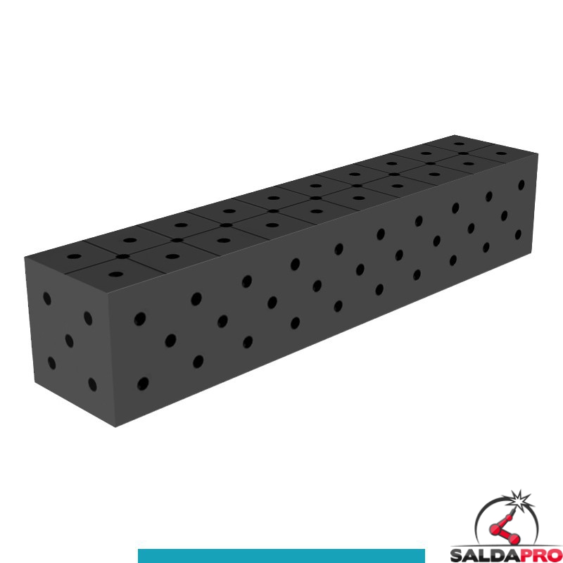Blocco di collegamento 1000x200x200mm per tavoli saldatura GPPH SteelEco, spessore 8mm fori 16mm griglia diagonale Blocco di collegamento 1000x200x200mm per tavoli saldatura GPPH SteelEco, spessore 8mm fori 16mm griglia diagonale