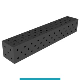 Blocco di collegamento 1200x200x200mm per tavoli saldatura GPPH SteelEco, spessore 8mm fori 16mm griglia diagonale
