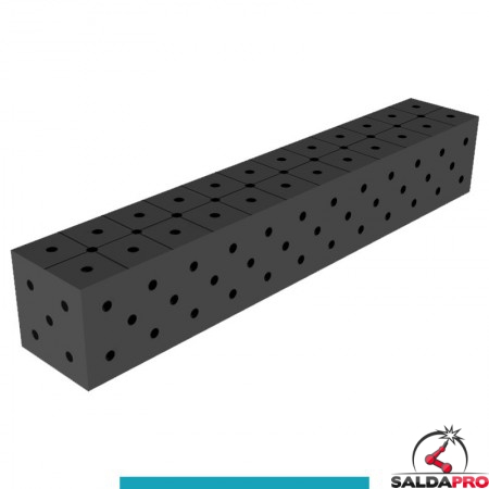 Blocco di collegamento 1200x200x200mm per tavoli saldatura GPPH SteelEco, spessore 8mm fori 16mm griglia diagonale