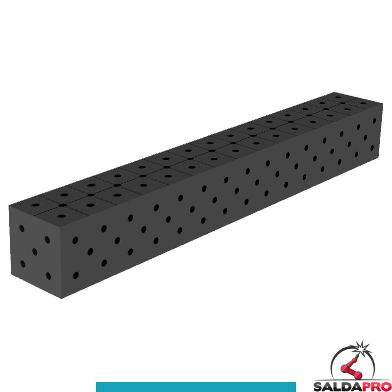 Blocco di collegamento 1500x200x200mm per tavoli saldatura GPPH SteelEco, spessore 8mm fori 16mm griglia diagonale Blocco di collegamento 1500x200x200mm per tavoli saldatura GPPH SteelEco, spessore 8mm fori 16mm griglia diagonale