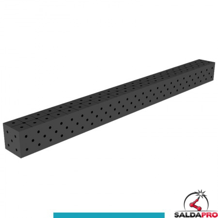 Blocco di collegamento 2400x200x200mm per tavoli saldatura GPPH SteelEco, spessore 8mm fori 16mm griglia diagonale