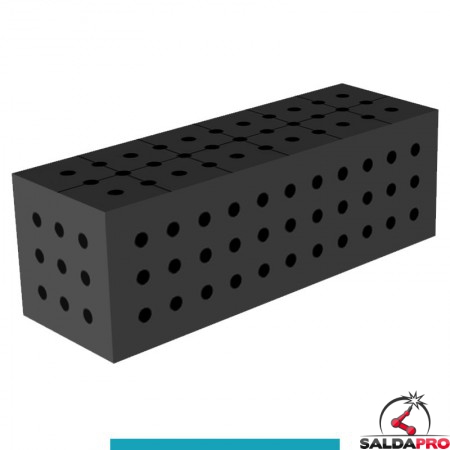 Blocco di collegamento 600x200x200mm per tavoli saldatura GPPH SteelEco, spessore 8mm fori 16mm griglia 50x50mm