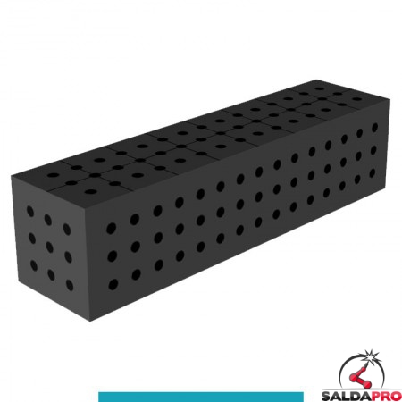 Blocco di collegamento 800x200x200mm per tavoli saldatura GPPH SteelEco, spessore 8mm fori 16mm griglia 50x50mm