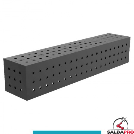 Blocco di collegamento 1000x200x200mm per tavoli saldatura GPPH SteelEco, spessore 8mm fori 16mm griglia 50x50mm