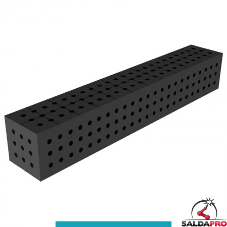 Blocco di collegamento 1200x200x200mm per tavoli saldatura GPPH SteelEco, spessore 8mm fori 16mm griglia 50x50mm