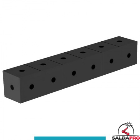 Blocco di collegamento 600x100x100mm per tavoli saldatura GPPH SteelEco, spessore 8mm fori 16mm griglia 100x100mm