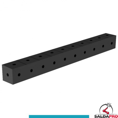 Blocco di collegamento 1000x100x100mm per tavoli saldatura GPPH SteelEco, spessore 8mm fori 16mm griglia 100x100mm