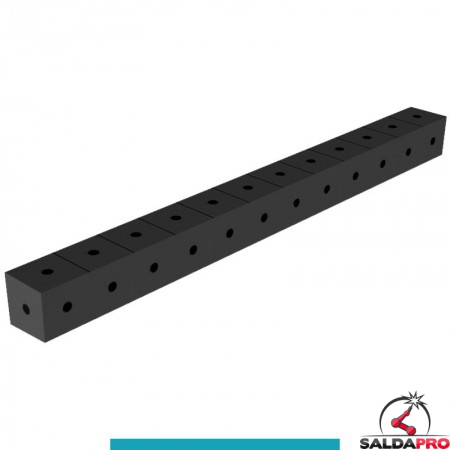 Blocco di collegamento 1200x100x100mm per tavoli saldatura GPPH SteelEco, spessore 8mm fori 16mm griglia 100x100mm
