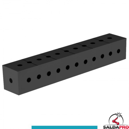 Blocco di collegamento 600x100x100mm per tavoli saldatura GPPH SteelEco, spessore 8mm fori 16mm griglia 50x50mm