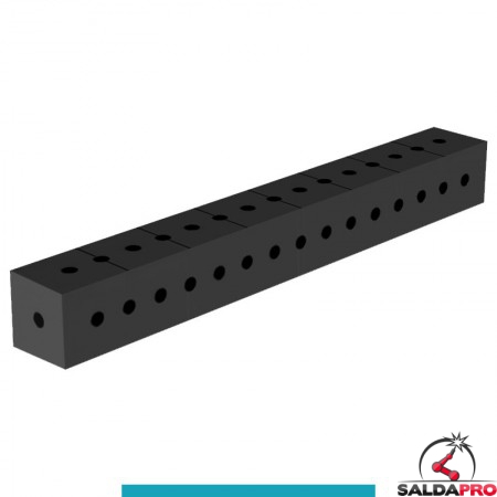 Blocco di collegamento 800x100x100mm per tavoli saldatura GPPH SteelEco, spessore 8mm fori 16mm griglia 50x50mm