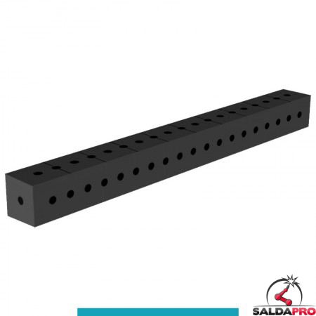 Blocco di collegamento 1000x100x100mm per tavoli saldatura GPPH SteelEco, spessore 8mm fori 16mm griglia 50x50mm