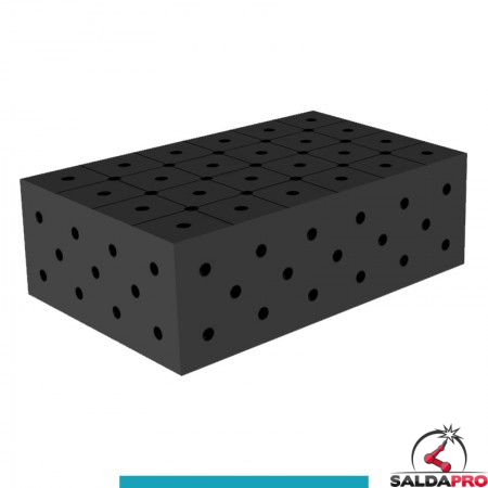 Blocco di collegamento 600x400x200mm per tavoli saldatura GPPH SteelEco, spessore 8mm fori 16mm griglia diagonale