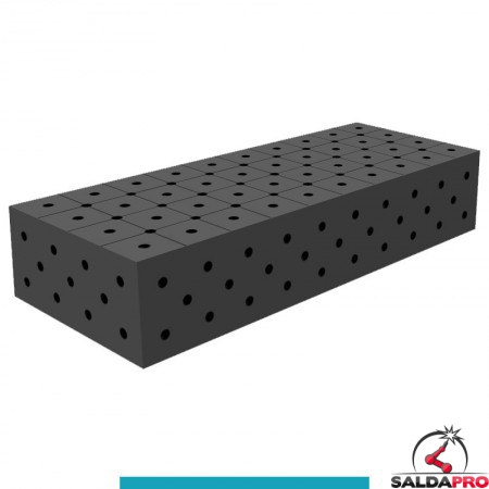 Blocco di collegamento 1000x400x200mm per tavoli saldatura GPPH SteelEco, spessore 8mm fori 16mm griglia diagonale