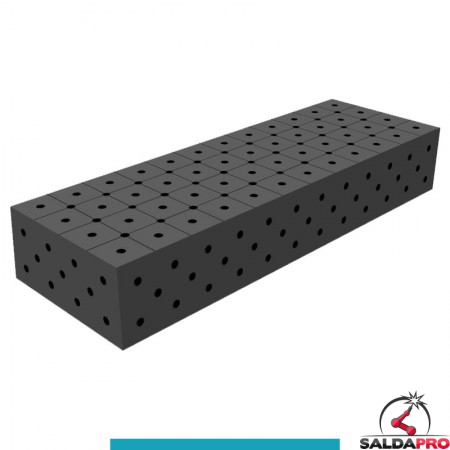 Blocco di collegamento 1200x400x200mm per tavoli saldatura GPPH SteelEco, spessore 8mm fori 16mm griglia diagonale