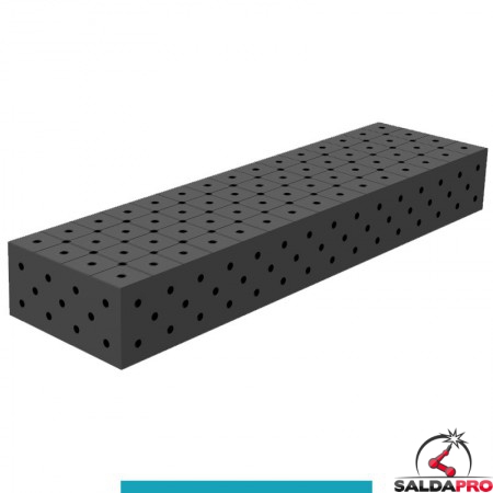 Blocco di collegamento 1500x400x200mm per tavoli saldatura GPPH SteelEco, spessore 8mm fori 16mm griglia diagonale