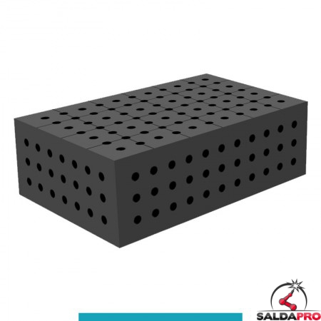 Blocco di collegamento 600x400x200mm per tavoli saldatura GPPH SteelEco, spessore 8mm fori 16mm griglia 50x50mm