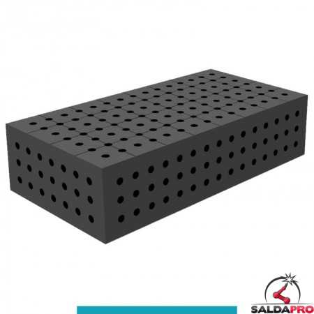Blocco di collegamento 800x400x200mm per tavoli saldatura GPPH SteelEco, spessore 8mm fori 16mm griglia 50x50mm