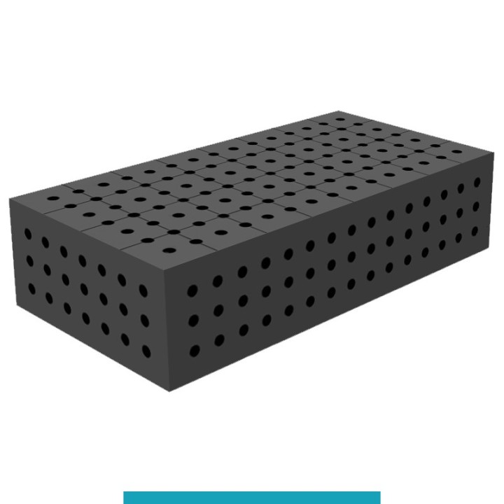 Blocco di collegamento 800x400x200mm per tavoli saldatura GPPH SteelEco, spessore 8mm fori 16mm griglia 50x50mm