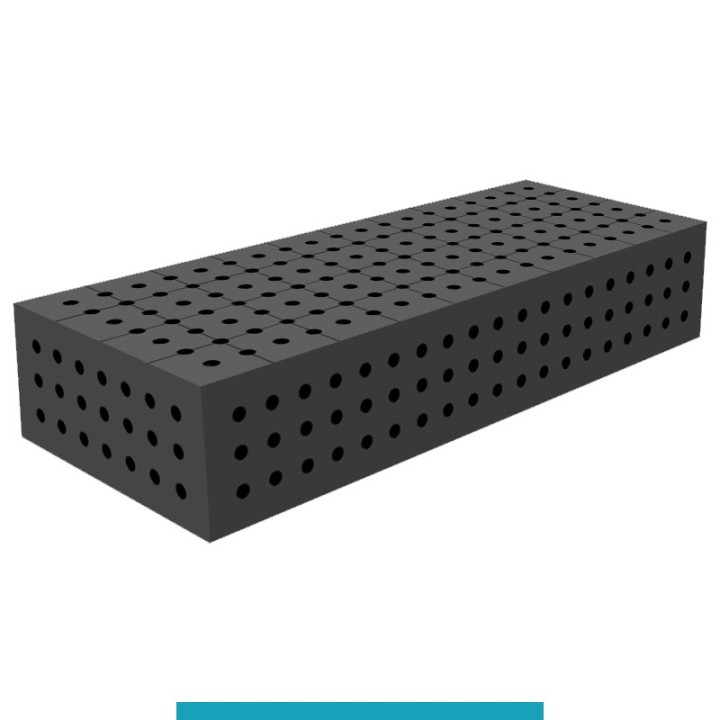 Blocco di collegamento 1000x400x200mm per tavoli saldatura GPPH SteelEco, spessore 8mm fori 16mm griglia 50x50mm