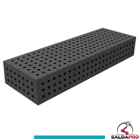 Blocco di collegamento 1200x400x200mm per tavoli saldatura GPPH SteelEco, spessore 8mm fori 16mm griglia 50x50mm