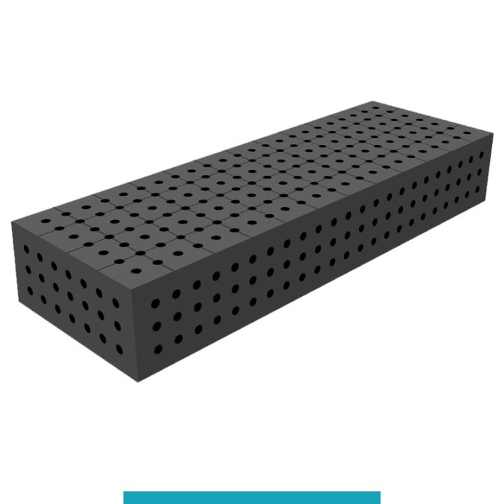 Blocco di collegamento 1200x400x200mm per tavoli saldatura GPPH SteelEco, spessore 8mm fori 16mm griglia 50x50mm