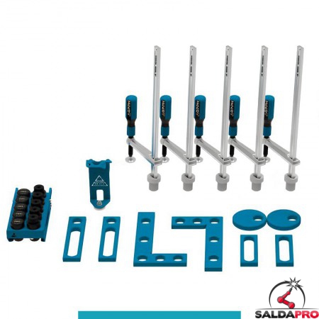 Set 25 accessori di serraggio per tavoli saldatura SteelEco GPPH, fori 16mm