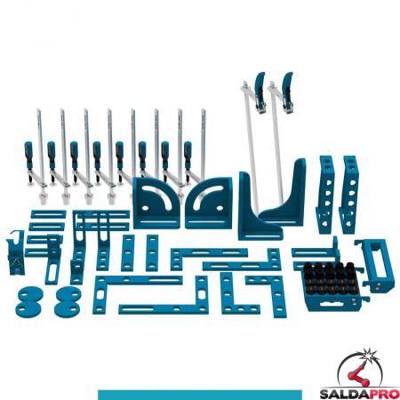 Set 64 accessori di serraggio per tavoli saldatura SteelEco GPPH, fori 16mm