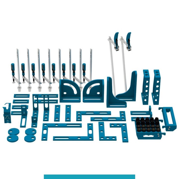 Set 64 accessori di serraggio per tavoli saldatura SteelEco GPPH, fori 16mm