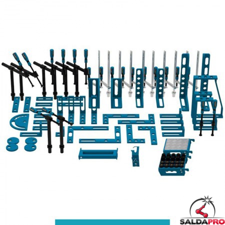 Set 84 accessori di serraggio per tavoli saldatura SteelEco GPPH, fori 16mm