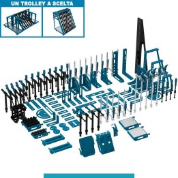Set 134 accessori di serraggio per tavoli saldatura SteelEco GPPH, fori 16mm con trolley