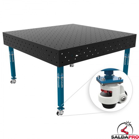Banco per saldatura con ruote SteelEco GPPH 1,5x1,48mt spessore 8mm, fori 16mm