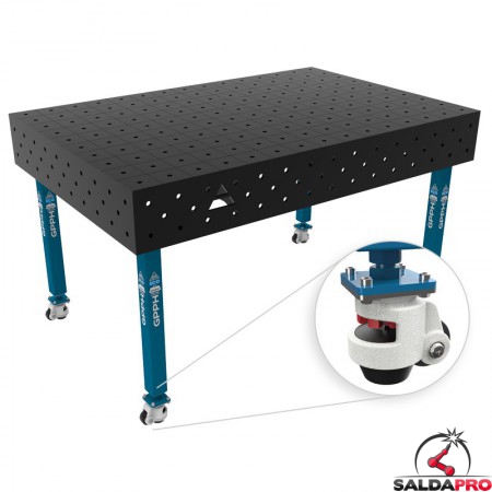 Banco per saldatura con ruote SteelEco GPPH 1,5x1mt spessore 8mm, fori 16mm