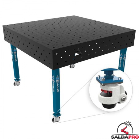 Banco per saldatura con ruote SteelEco GPPH 1,2x1,2mt spessore 8mm, fori 16mm