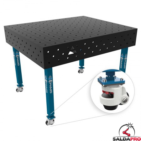 Banco per saldatura con ruote SteelEco GPPH 1,2x1mt spessore 8mm, fori 16mm