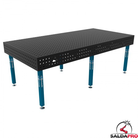 Banco per saldatura SteelEco GPPH 2,4x1,2mt spessore 8mm, fori 16mm in griglia 50x50mm