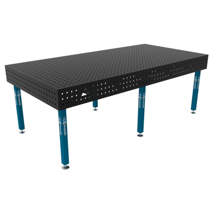 Banco per saldatura SteelEco GPPH 2,4x1,2mt spessore 8mm, fori 16mm in griglia 50x50mm